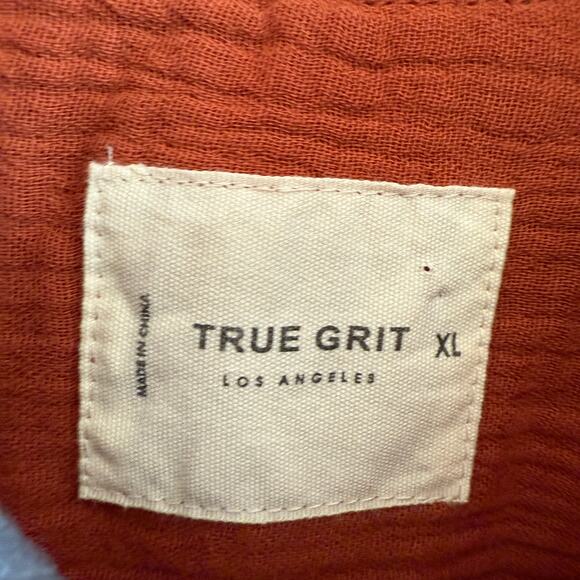 TRUE GRIT | Orange Double Gauze Short Sleeve Button Down Shirt Extra large BNWT - Picture 3 of 7